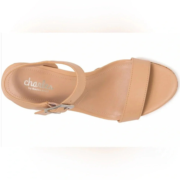 Charles by Charles David leather wedge sandal cork heel size 11 ankle strap - Picture 3 of 7